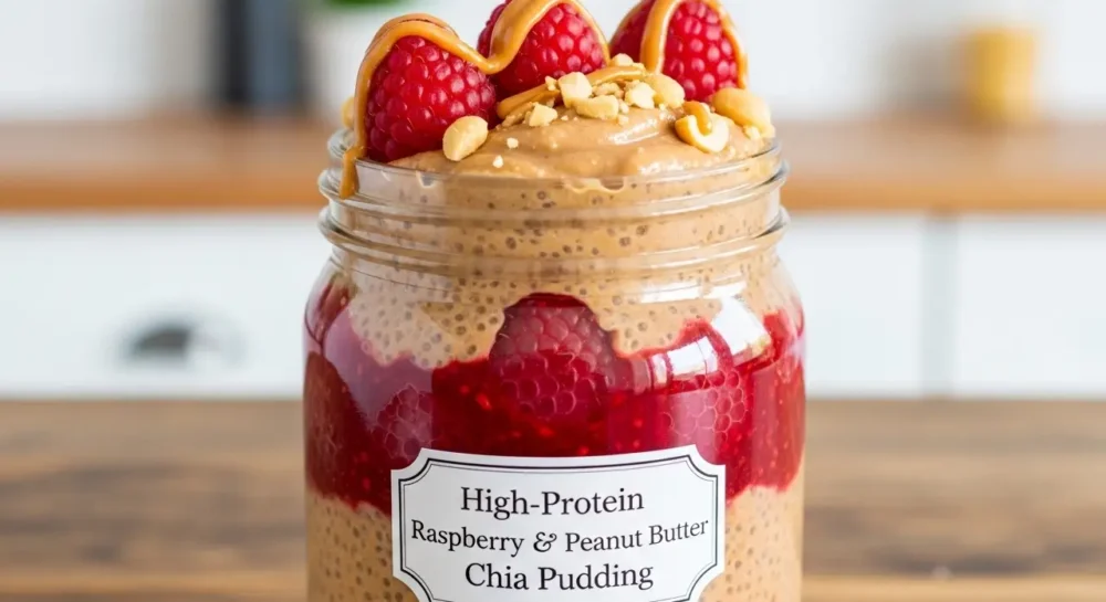 High-Protein Raspberry & Peanut Butter Chia Pudding